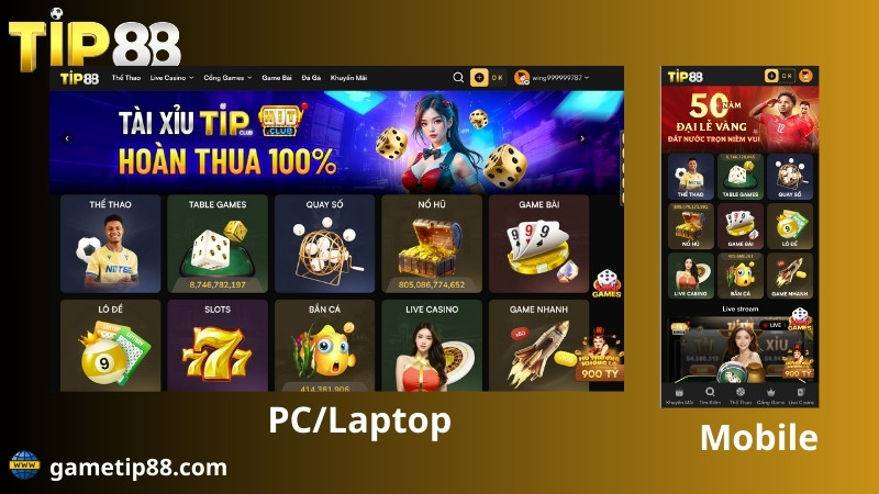 giao diện nổi bật của tip88