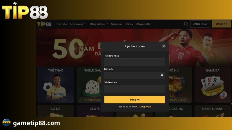 tạo tài khoản tip88