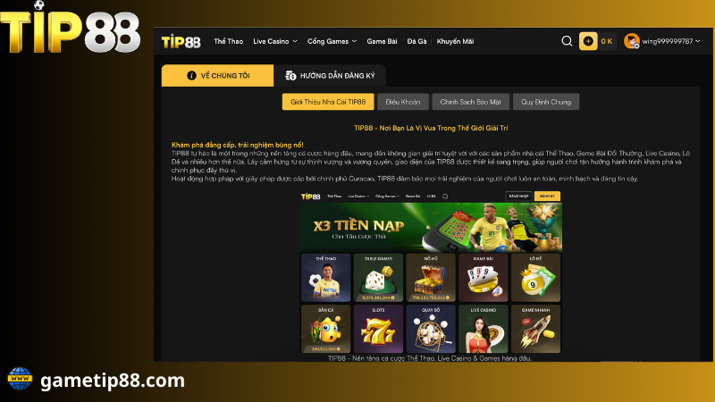Thông tin về chúng tôi Tip88 hiện nay